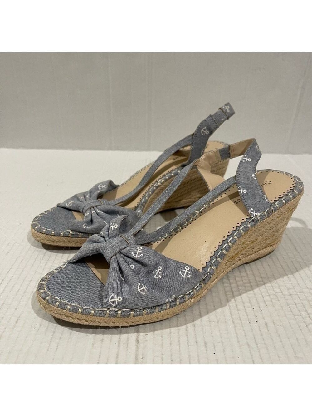 Women’s Charter Club Kika Blue Espadrille Wedges Size 11 US! - Picture 3 of 9